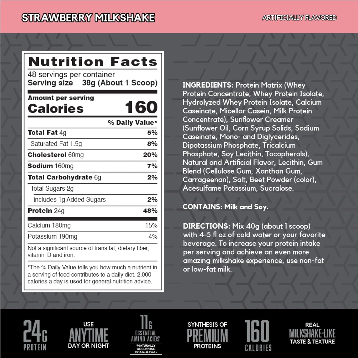 SYNTHA-6 Edge Powder, Low Sugar, Strawberry Milkshake, 48 Servings | Premium Hydrolyzed Whey and Micellar Casein Blend for Muscle Gain, Low Sugar, 24G Protein, Keto Friendly