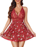 Women Lingerie Lace Babydoll Strap Chemise Halter Teddy V Neck Mesh Nightgown