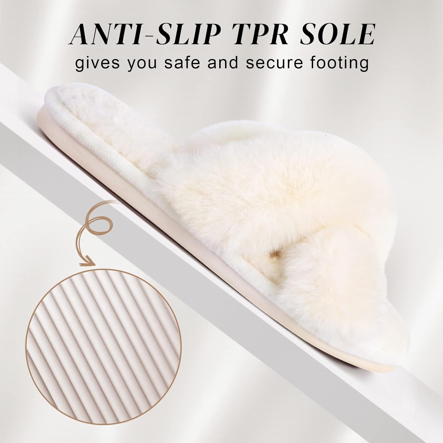 Women'S Cross Band Slippers Fuzzy Open-Toe Memory Foam | Soft Faux Fur Indoor Slippers for Women, Non-Slip Rubber Sole, Cozy Gifts for Ladies, Moms and Bridesmaids