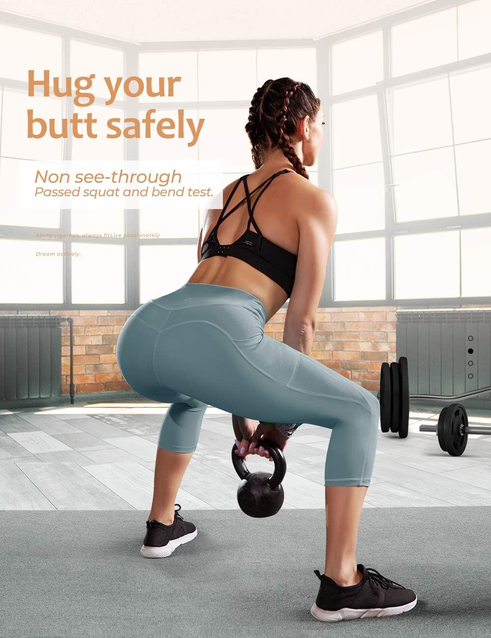 Anti-Nail Leggings for Women, Non-See-Through Yoga Pants with Phone Pockets, Tummy Control Full-Length/Capri Tights