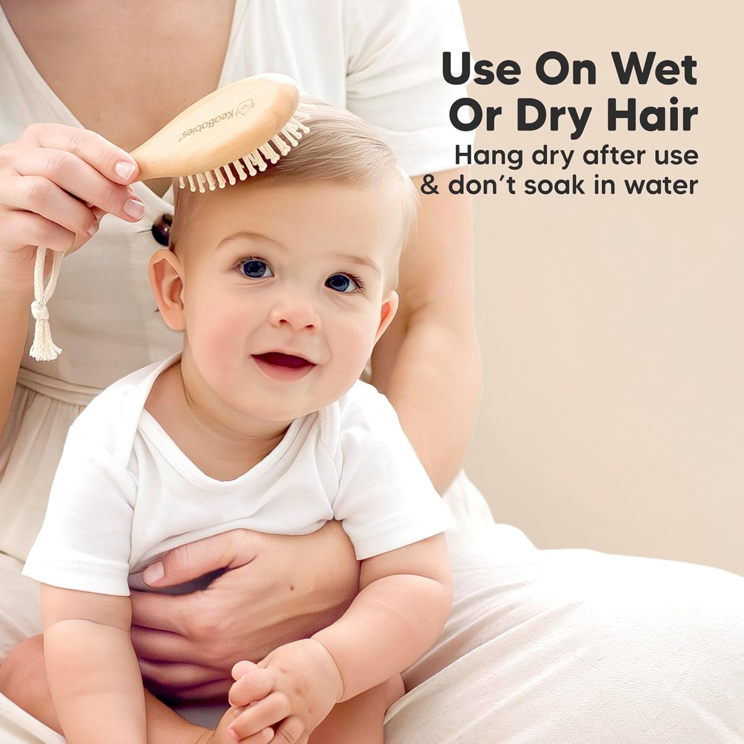 Wooden Baby Hair Brush Set for Newborns, Toddler Comb (Walnut, Regular) | Soft Goat Bristle, Baby Brush and Comb Set, Infant Grooming Kit, Cradle Cap Care, Durable & Gentle, Boy, Girl Bath Essential