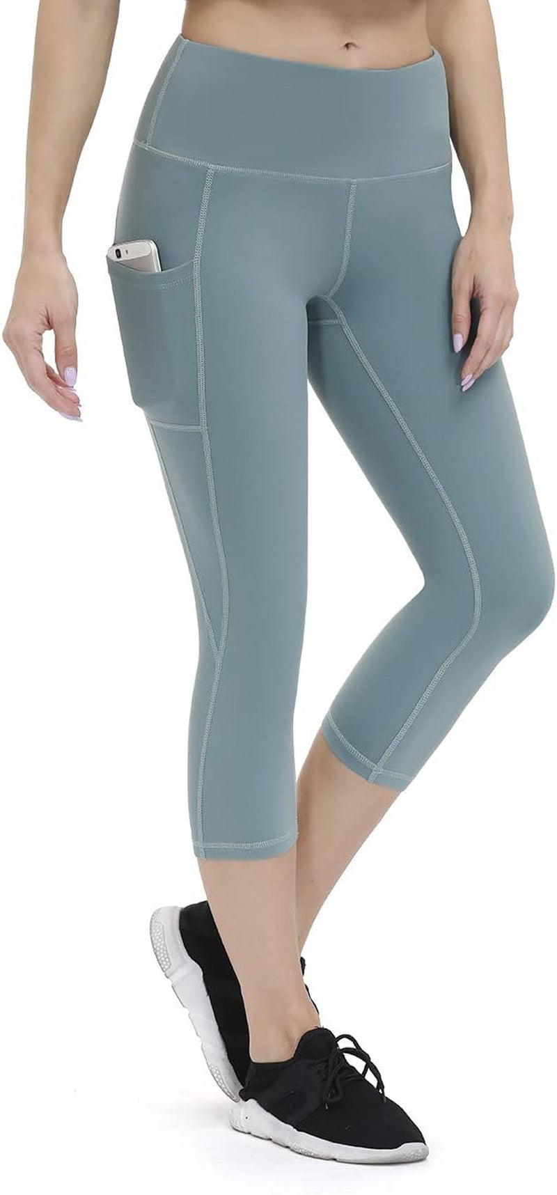 Anti-Nail Leggings for Women, Non-See-Through Yoga Pants with Phone Pockets, Tummy Control Full-Length/Capri Tights