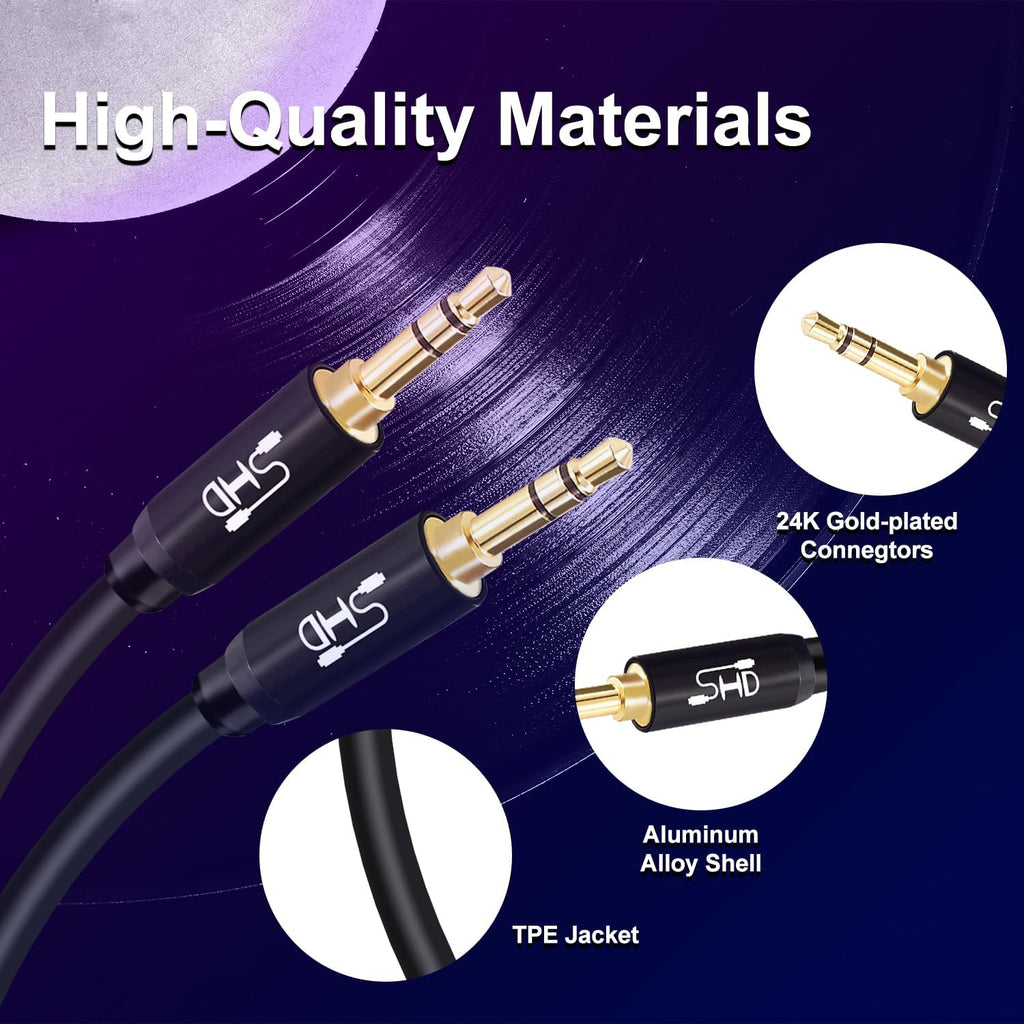 Aux Cable, 3.5Mm Audio Cable Aux for Car Auxiliary Audio Stereo Cable 3.5Mm Cord Premium Sound Dual Shielded with Gold Plated Connectors-20Feet