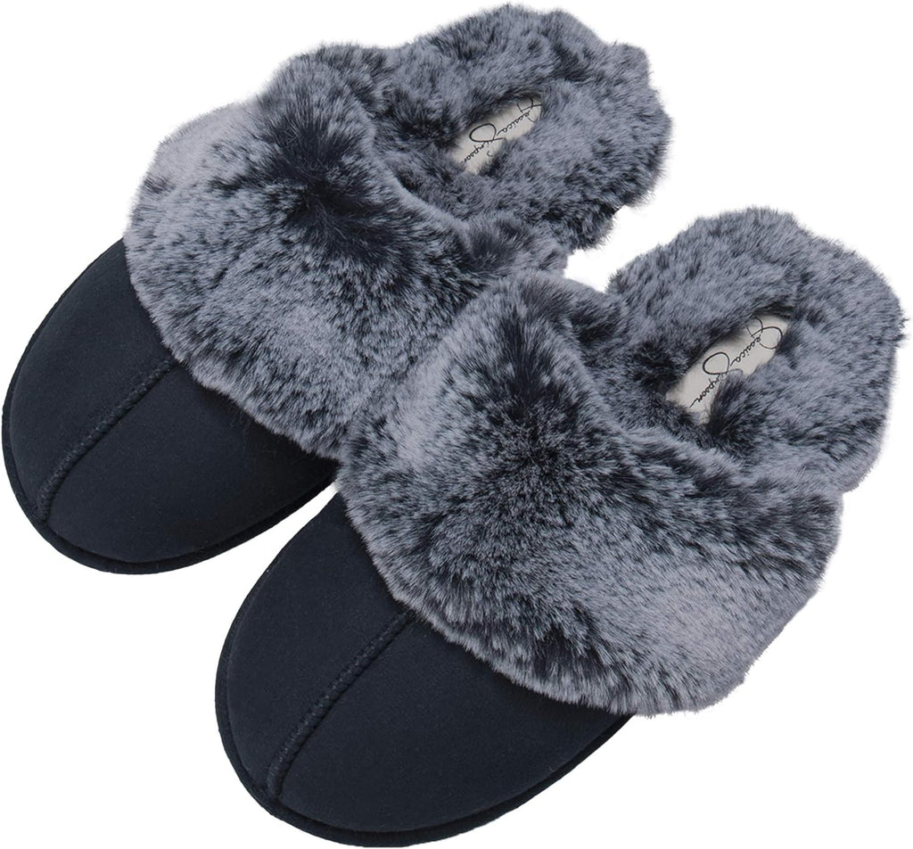 Womens Comfy Faux Fur House Slipper Scuff Memory Foam Slip on Anti-Skid Soleslipper