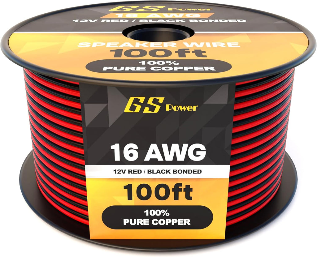 16 Gauge Wire 100Ft Oxygen Free, OFC Pure Copper Electrical 12V Low Voltage Speaker Wire Spool, 16AWG for Electric, Automotive, Trailer, Stereo, RC, Car, Home Theater, LED, Lamp Wiring