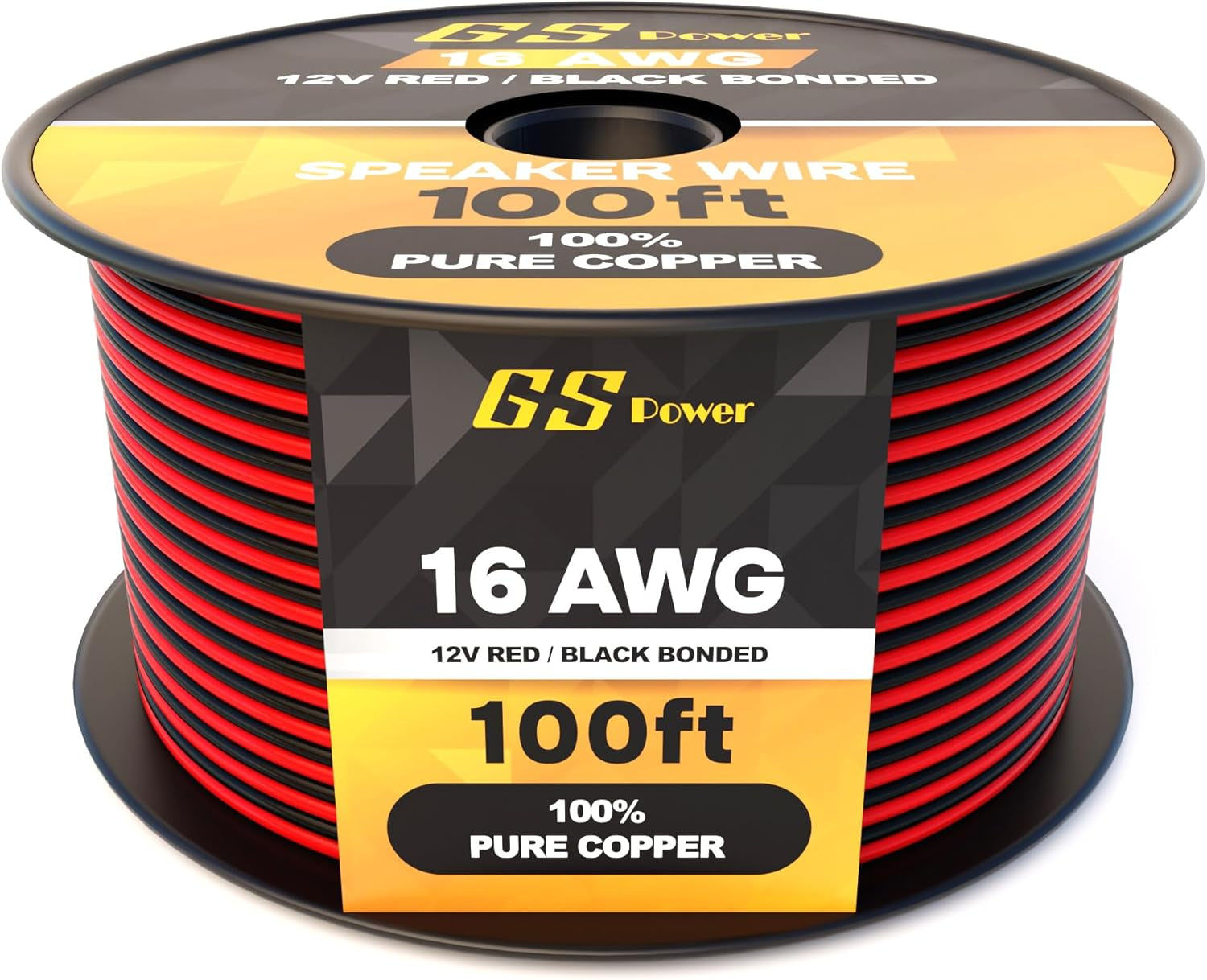16 Gauge Wire 100Ft Oxygen Free, OFC Pure Copper Electrical 12V Low Voltage Speaker Wire Spool, 16AWG for Electric, Automotive, Trailer, Stereo, RC, Car, Home Theater, LED, Lamp Wiring