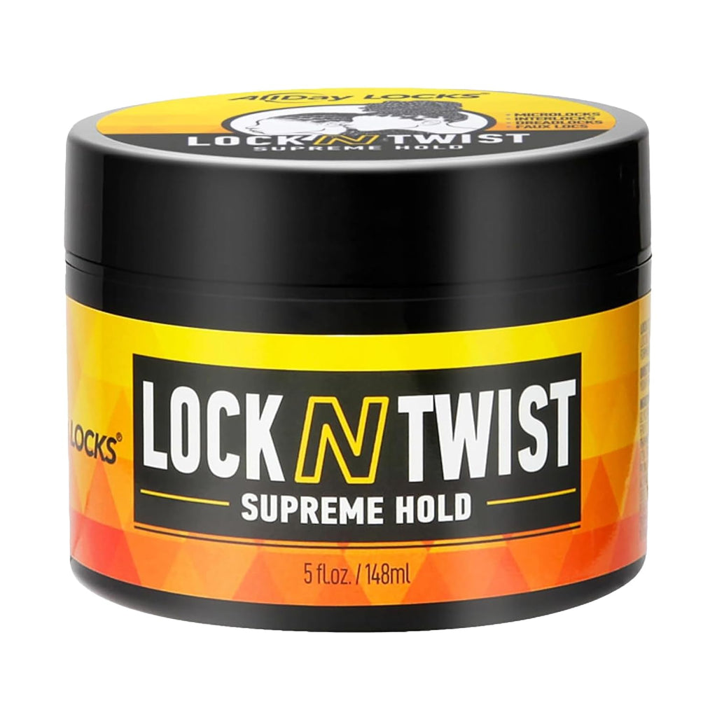 Lock N Twist Supreme Hold - Extreme Styling Control for Locs, Microlocs, Twists, and Retwists, Provides Edge Control, Strong Hair Gel for Women and Men - 5 Oz Jar