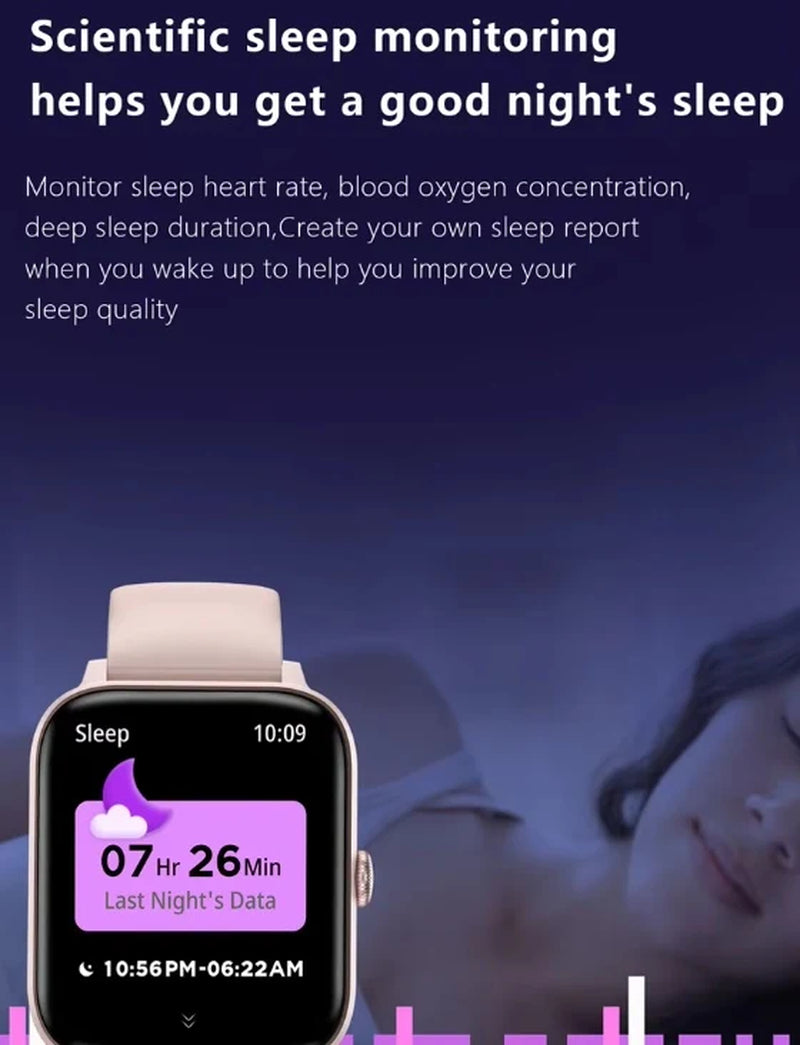 Smartwatch Men Women1.83Inch BT Face Heart Rate Fitness Tracker