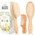Wooden Baby Hair Brush Set for Newborns, Toddler Comb (Walnut, Regular) | Soft Goat Bristle, Baby Brush and Comb Set, Infant Grooming Kit, Cradle Cap Care, Durable & Gentle, Boy, Girl Bath Essential