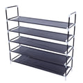 Simple Assembly 5 Tiers Non-Woven Fabric Shoe Rack with Handle Black