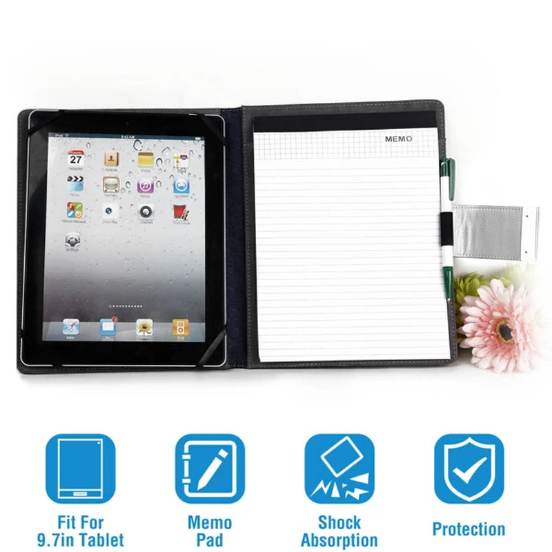 Tablet Protector Storage Case for 9.7 Inch Tablet, Business Tablet Briefcase with Notepad Paper