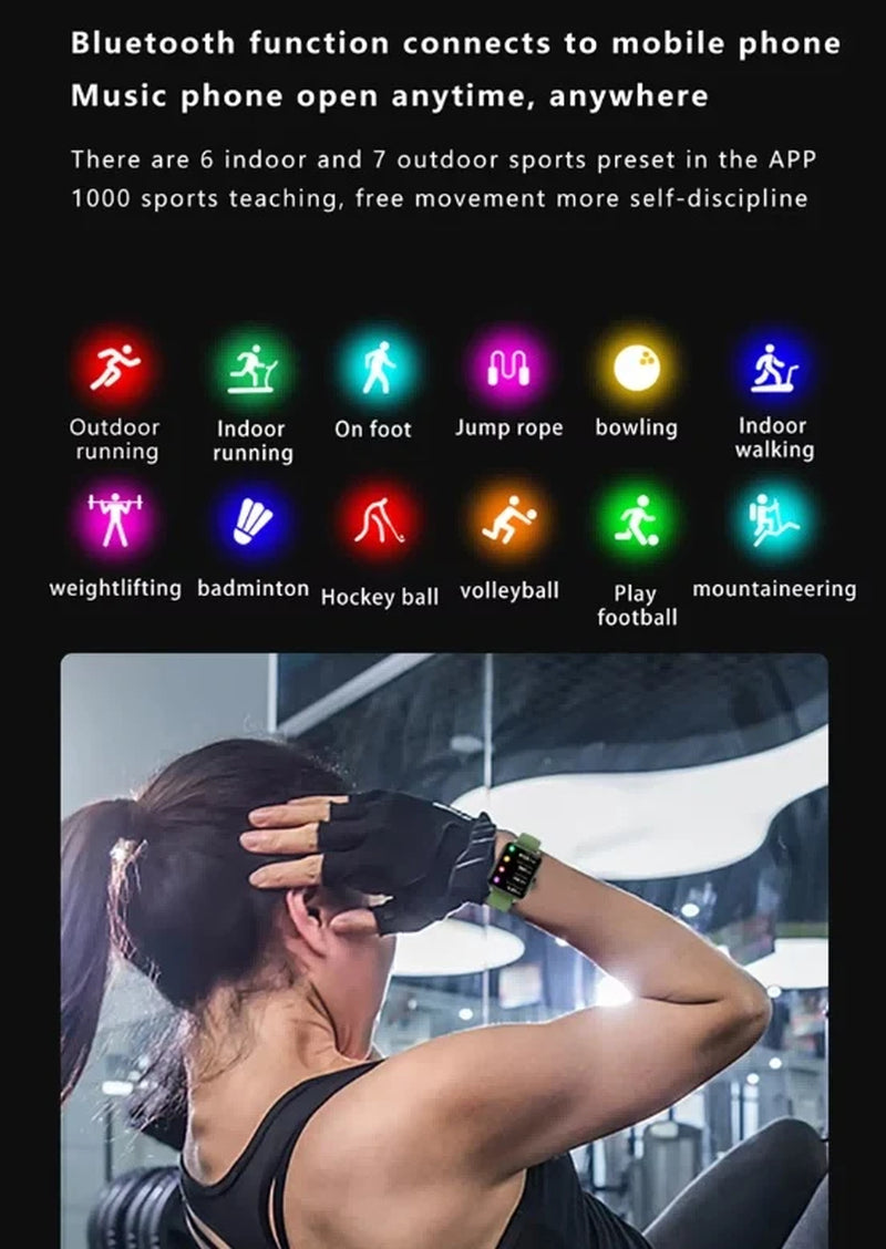 Smartwatch Men Women1.83Inch BT Face Heart Rate Fitness Tracker